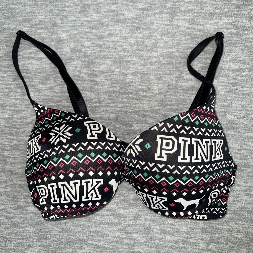 Victoria's‎ Secret Pink Wear Everywhere Push Up Bra Women Size 32B Fair Isle EUC